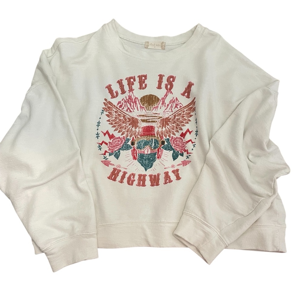 Altar'd State Cream Graphic Sweatshirt